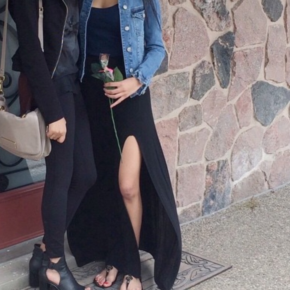Brandy Melville Black Maxi Skirt with Side Slit